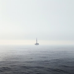 Oil platform in the ocean, industrial equipment and technology, fuel extraction and processing.