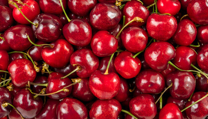 A lot of fresh cherries. pattern. background.