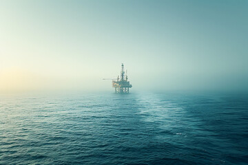 Oil platform in the ocean, petroleum exploration and production, industrial equipment and engineering.