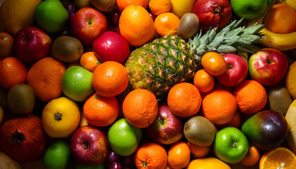 A pile of fresh fruit as a backdrop