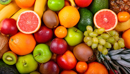 A pile of fresh fruit as a backdrop