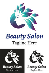 Beauty Salon Logo for Women,  beautiful woman face, Vector illustrations