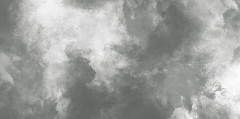 Abstract white and gray isolated cloud cumulus clouds. Gray aquarelle painted realistic fog or mist smoky textured canvas design. White and ash messy wall stucco texture background.