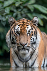 Fototapeta premium Majestic Tiger in the Wild Captured in Stunning Detail, Perfect for Wildlife Photography Enthusiasts and Nature Lovers