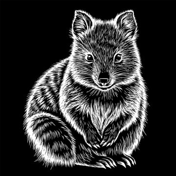 white quokka on black background clip art preview