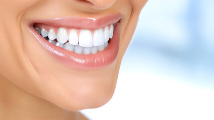 Fototapeta premium Close-Up of Woman Smiling with Perfect Healthy Teeth