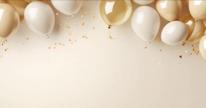 luxury gold falling flying balloon background with copy space, Christmas new-year graduation birthday celebration, business opening sale discount ad with empty place