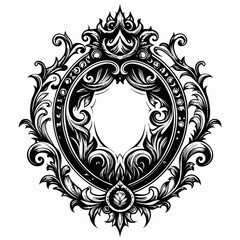 A black and white drawing of a crown with a flower design