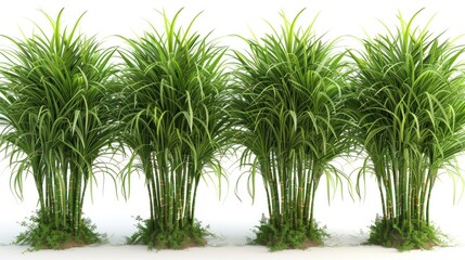 Obraz premium Four Green Plants against a White Background