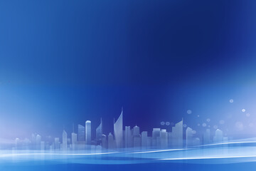 Blue gradient background city silhouette skyline background