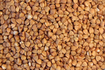 Close-up of raw buckwheat grains, creating a textured background perfect for food projects. Earthy brown hue adds natural touch, ideal for healthy ingredients. Inspiring pile for nutritious meals