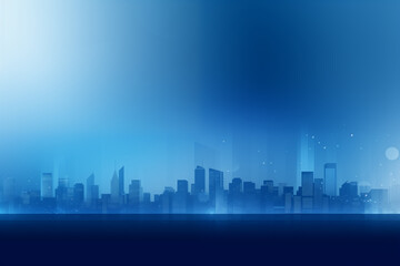 Obraz premium Blue gradient background city silhouette skyline background