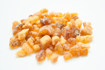 Frankincense or olibanum aromatic resin for incense and perfume cosmetic.