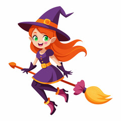 Halloween  girl Silhouette Vector illustration
