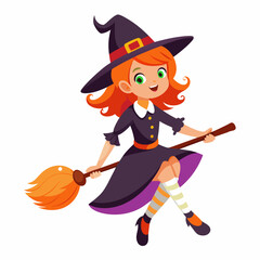 Halloween  girl Silhouette Vector illustration
