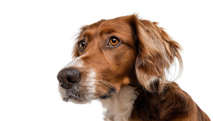 Fototapeta premium A close-up portrait of a brown dog with beautiful eyes, showcasing its gentle and friendly expression.