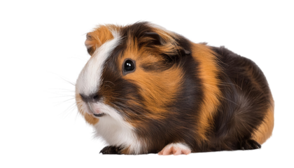 A cute guinea pig resting, showcasing its fluffy fur and playful spirit. Perfect for pet lovers and animal photography enthusiasts.