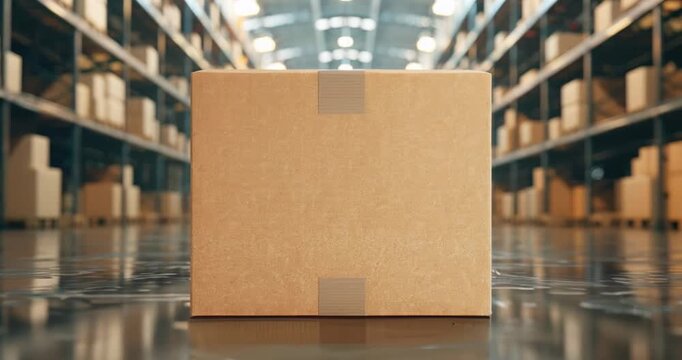clearance sale, factory storage warehouse liquidation final markdown or discount. warehouse storage stock background with empty copy space on cardboard box