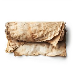 Vintage scroll opened papyrus, isolated on a white background, bright and vivid tonality, in the style of product photography