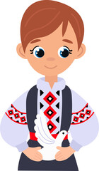 Ukrainian boy with a dove 