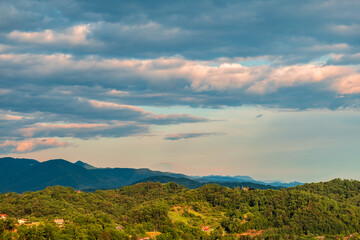 Stormy sunset in the italian countryside