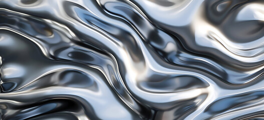 Wavy silver metallic surface with bright highlights.. Metallic Magic: Exploring the Allure of Wavy Silver Textures.