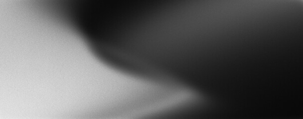 Dark grainy background, glowing white abstract noise texture shape on black banner poster cover header backdrop, copy space 