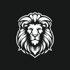 black and white Lion mascot, vector, and illustration