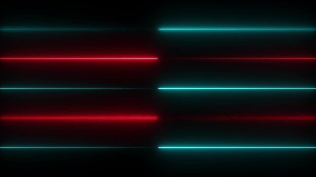 Abstract glowing neon lights blinking lines moving animation. colorful neon line moving on background. Seamless loop animation of glowing neon lines streaming across on black background