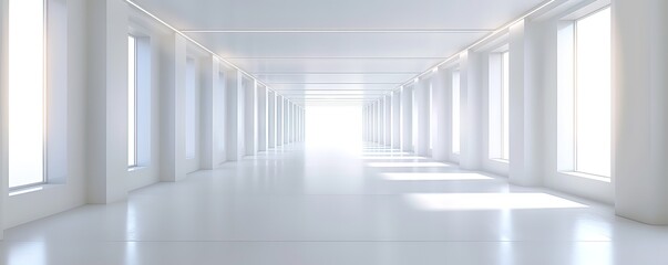 Obraz premium A white hallway with white walls & white floor