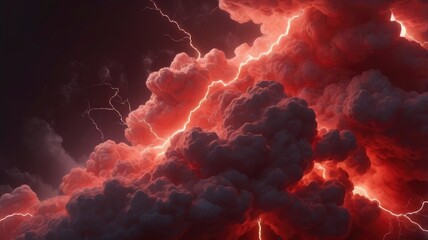 Abstract red lightning cloud background banner for dramatic effect