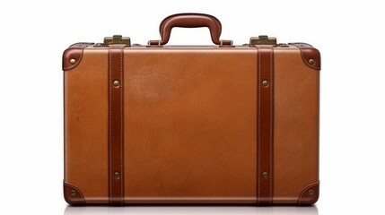 Old suitcase for traveling on a white background. Neural network ai generated art