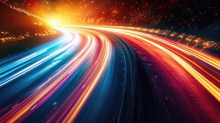 Obraz premium Holographic light trails in a vibrant color palette