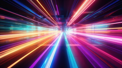 Obraz premium Holographic light trails in a vibrant color palette