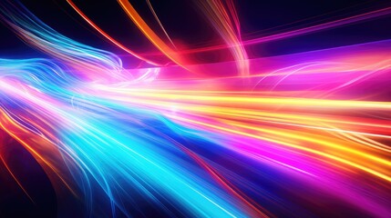Obraz premium Holographic light trails in a vibrant color palette