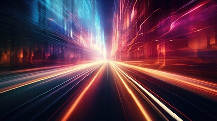 Obraz premium Holographic light trails in a vibrant color palette