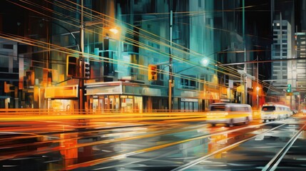 Holographic light trails in a vibrant color palette