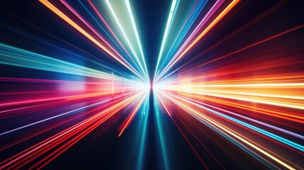 Holographic light trails in a vibrant color palette