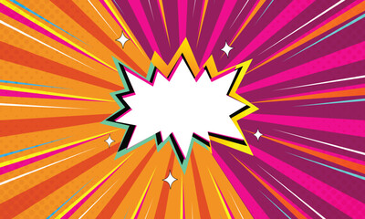 Fototapeta premium Comic cartoon pop art with star illustration. Orange and Pink Colour. Eps 10
