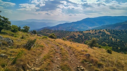 Naklejka premium Mountainous Landscape with Winding Path