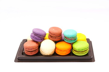 colorful macaron on white background