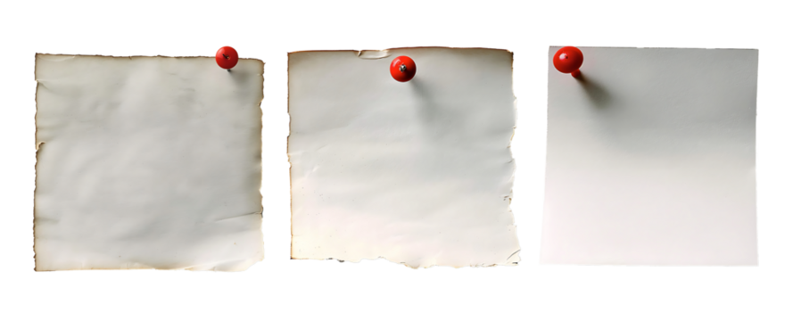 Blank note paper with push pin 