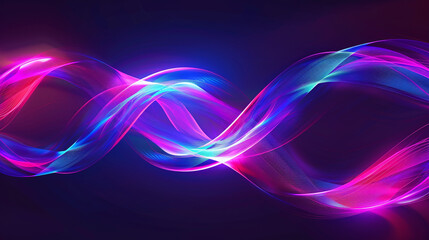 Abstract Neon Waves of Light with Particle Effects