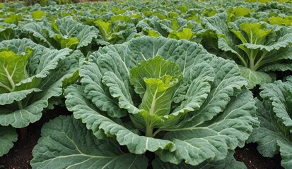 Vibrant Kale Harvest in Lush Farm Field