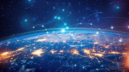 Obraz premium Global Network, Connection, Interconnection, Planet Earth
