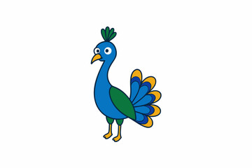 Elegant vector illustration of a vibrant peacock with intricate feather details, perfect for decorative designs, t-shirts, and digital art.