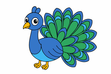 Elegant vector illustration of a vibrant peacock with intricate feather details, perfect for decorative designs, t-shirts, and digital art.