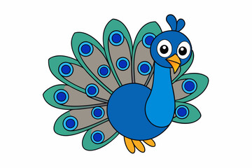 Elegant vector illustration of a vibrant peacock with intricate feather details, perfect for decorative designs, t-shirts, and digital art.