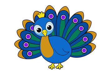 Elegant vector illustration of a vibrant peacock with intricate feather details, perfect for decorative designs, t-shirts, and digital art.