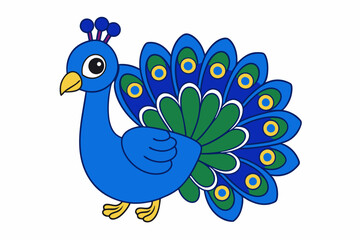 Fototapeta premium Elegant vector illustration of a vibrant peacock with intricate feather details, perfect for decorative designs, t-shirts, and digital art.